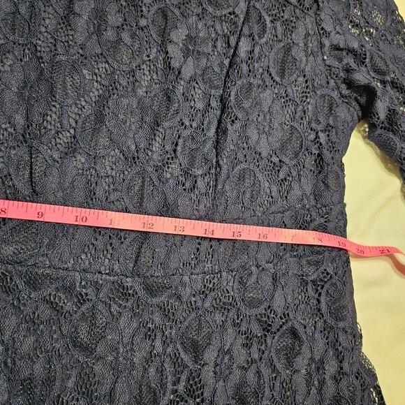 NWT Navy Blue Lace Midi Dress W/ Elbow Sleeves & Lining By Pinup Fashion Sz 20W - Picture 10 of 13